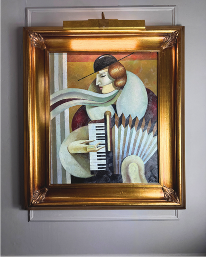 Art Deco Style Oil Painting - Homage to Fabio Hurtado's Blue tango" Oblivion