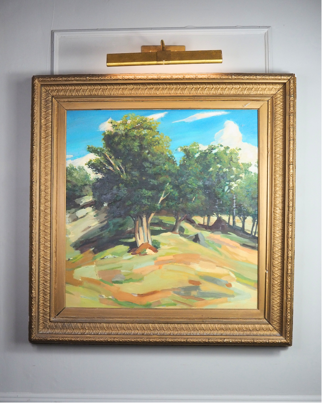 Large Vintage Oil Painting After Paul Cézanne - Impressionist Landscape