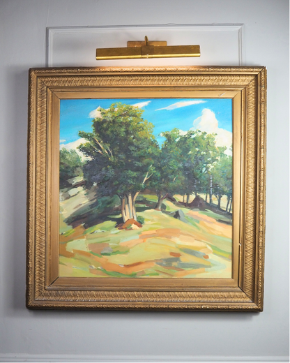 Large Vintage Oil Painting After Paul Cézanne - Impressionist Landscape