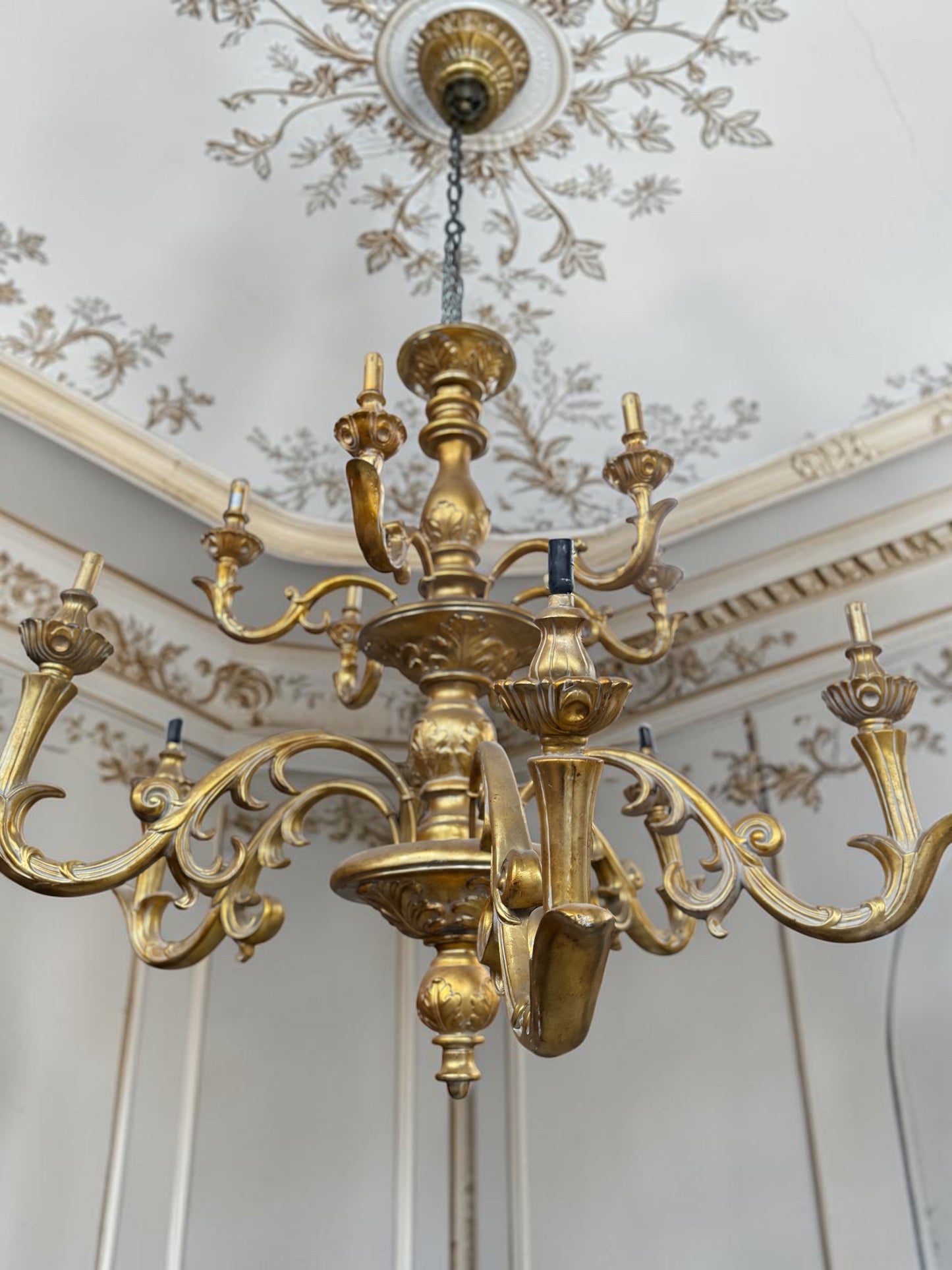 Huge Vintage French Gilded Ornate Chandelier | Extra Large 2 Tier Chandelier