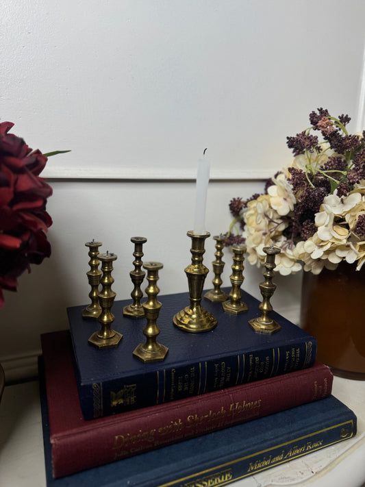 Vintage European Brass Mini Candlesticks
