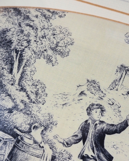 Pair of 19th Century French Toile de Jouy Framed Fabric Panels - Bobbin Frame