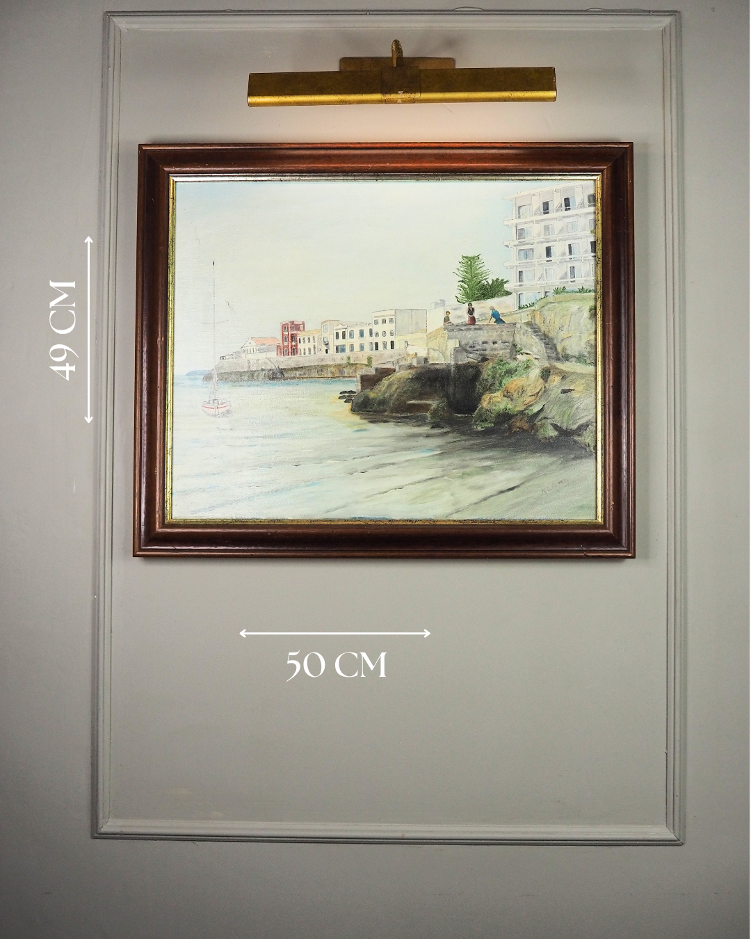 Quiet Anchorage at Tranquil Harbour - Original Oil Painting by N.G. Reynolds