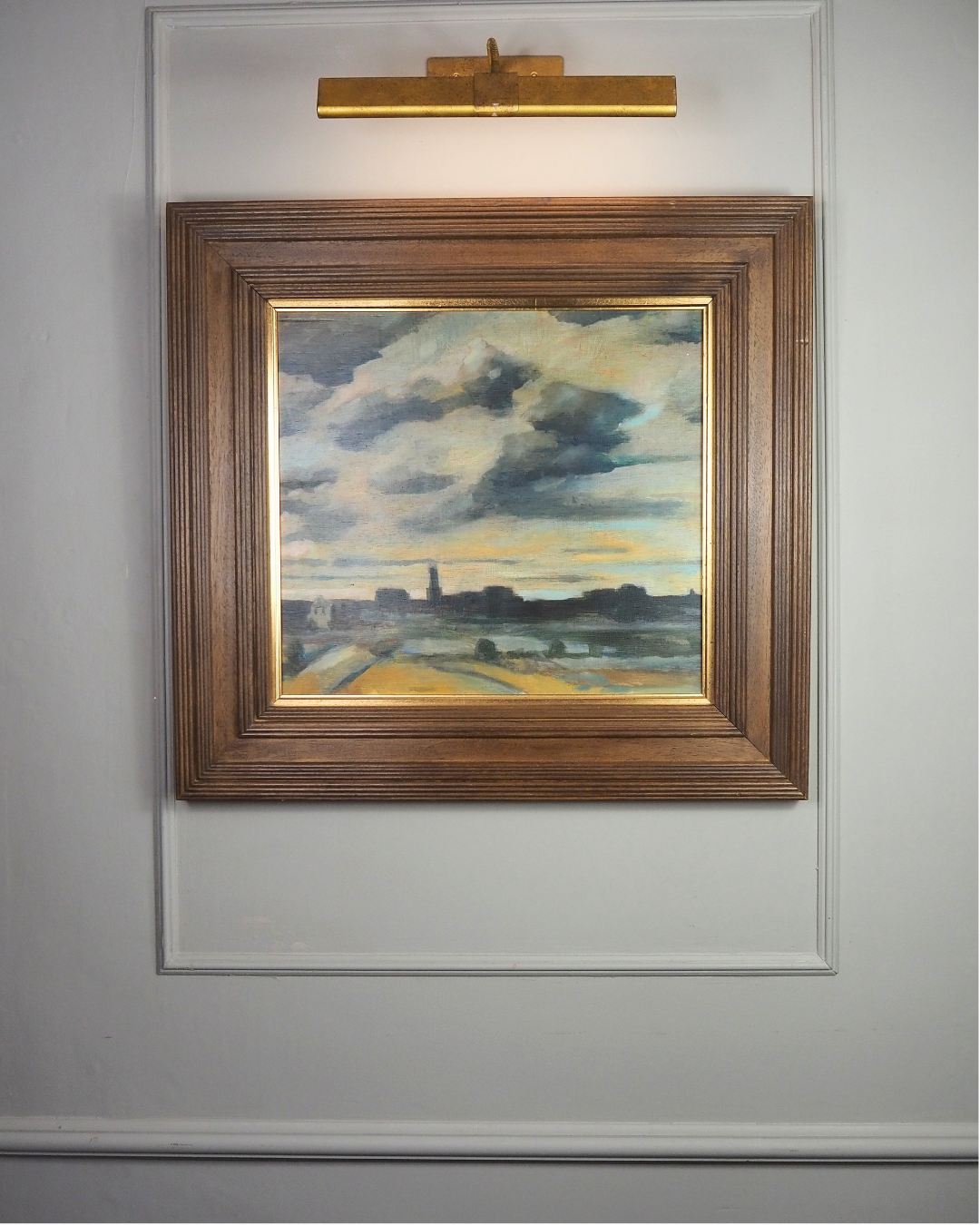 Beyond the City Under Storm Skies -Original Nichol Wheatley Landscape Oil Painting