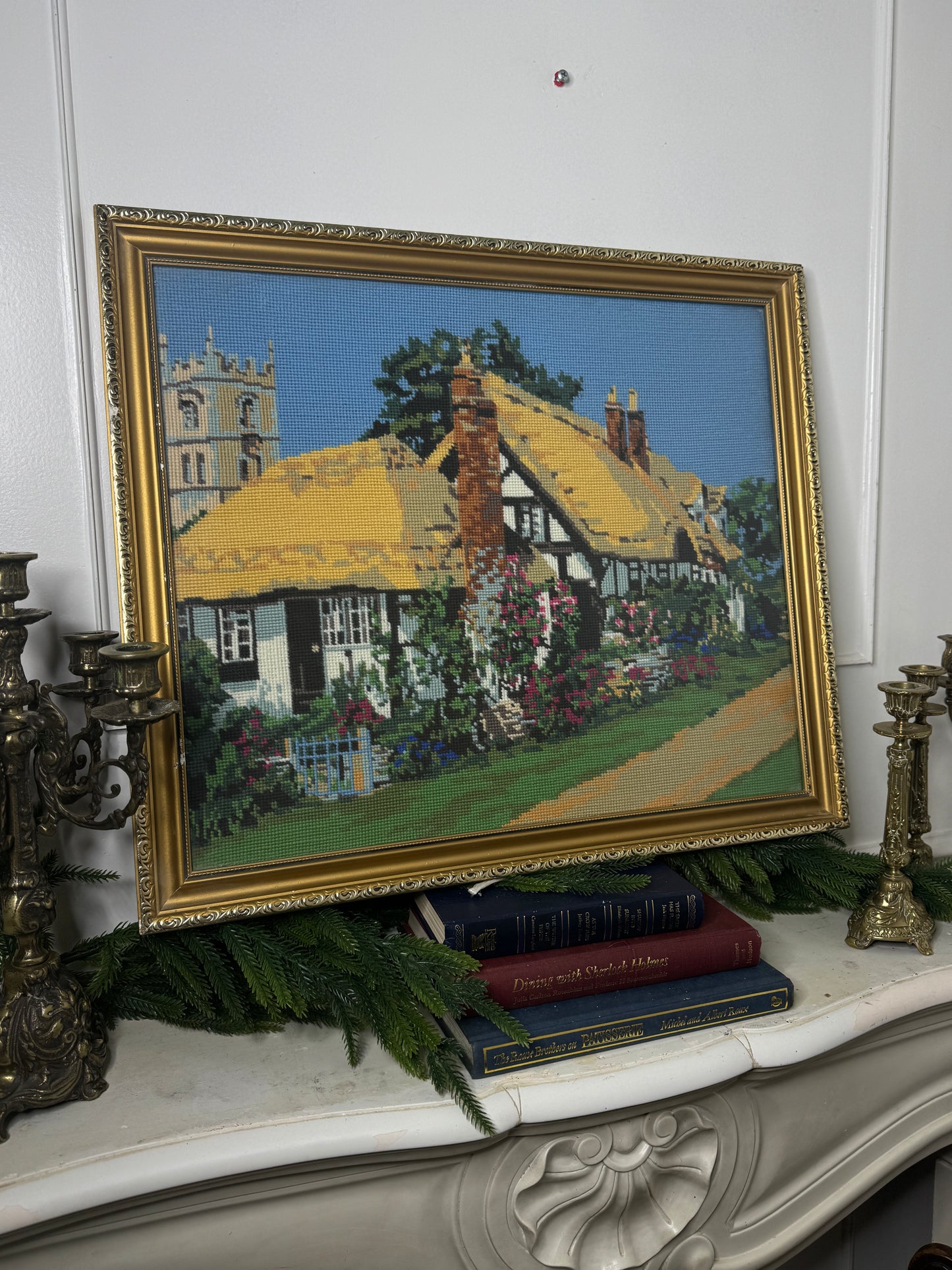 English Countryside Charm – Hand-Stitched Gobelin Embroidery Art