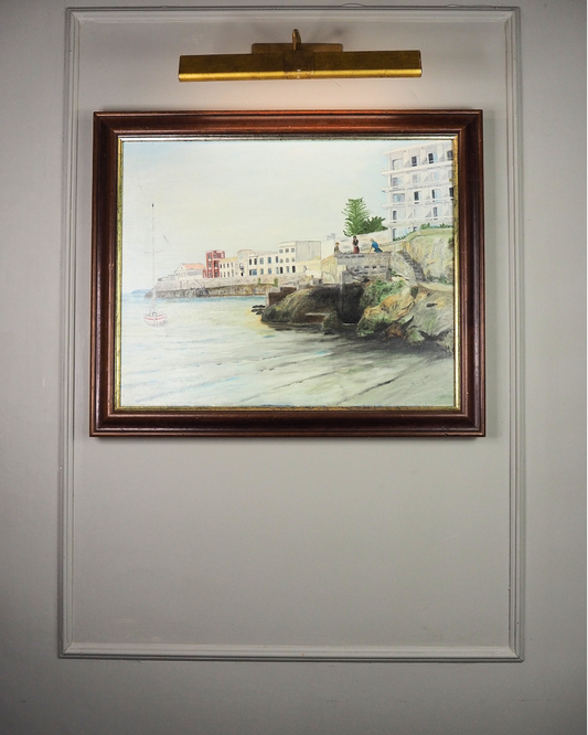 Quiet Anchorage at Tranquil Harbour - Original Oil Painting by N.G. Reynolds