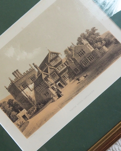 Antique Architectural Prints - Brereton Hall, Turton Tower & Wollaton Hall -English Country House Gallery Set