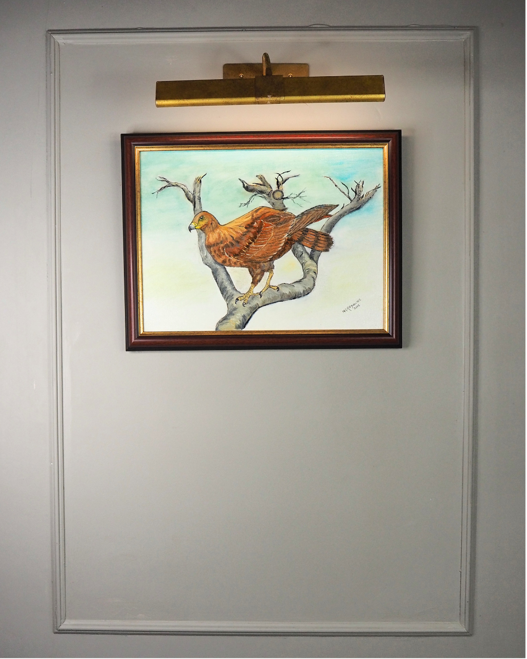 The Gentle Perch – Vintage Bird Oil Painting by N.G Reynolds