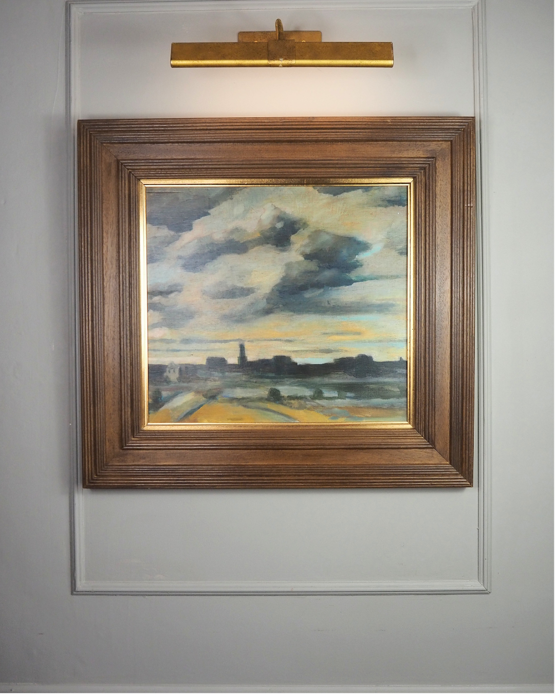 Beyond the City Under Storm Skies -Original Nichol Wheatley Landscape Oil Painting