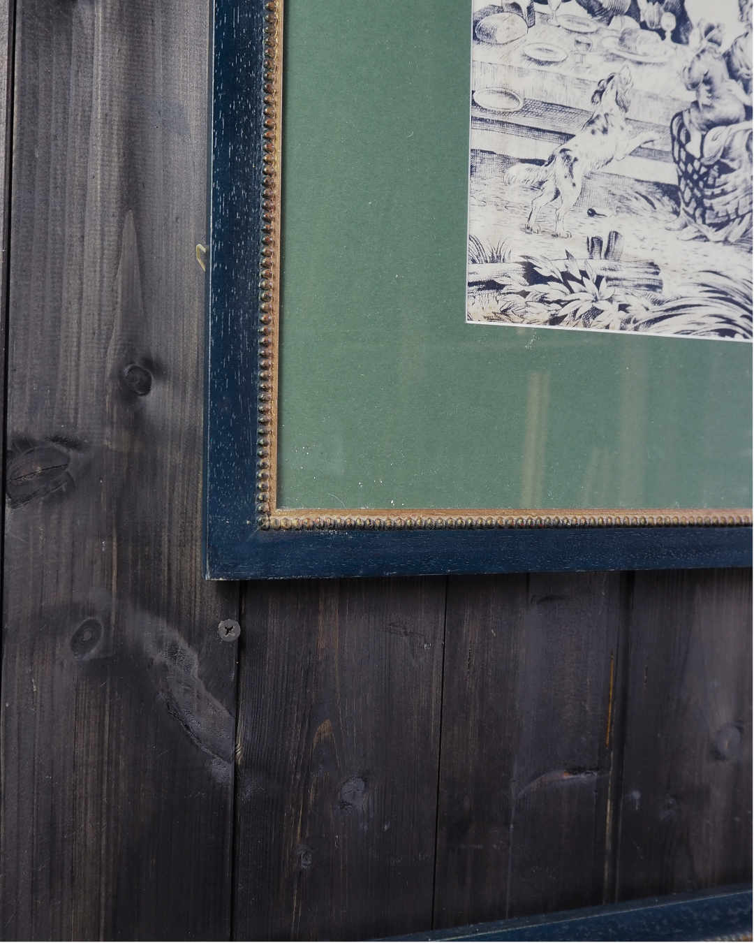 Pair of 19th Century French Toile de Jouy Framed Fabric Panels - Bobbin Frame