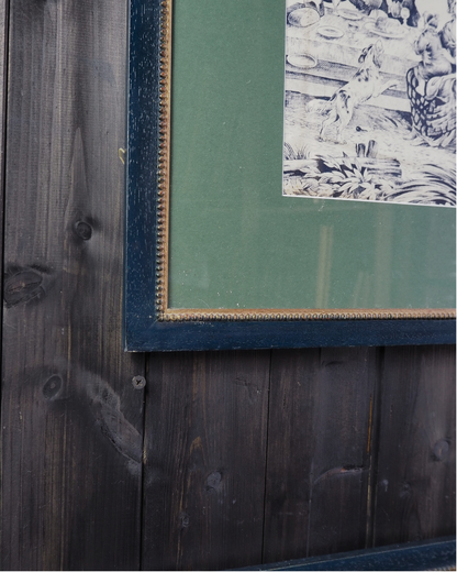 Pair of 19th Century French Toile de Jouy Framed Fabric Panels - Bobbin Frame