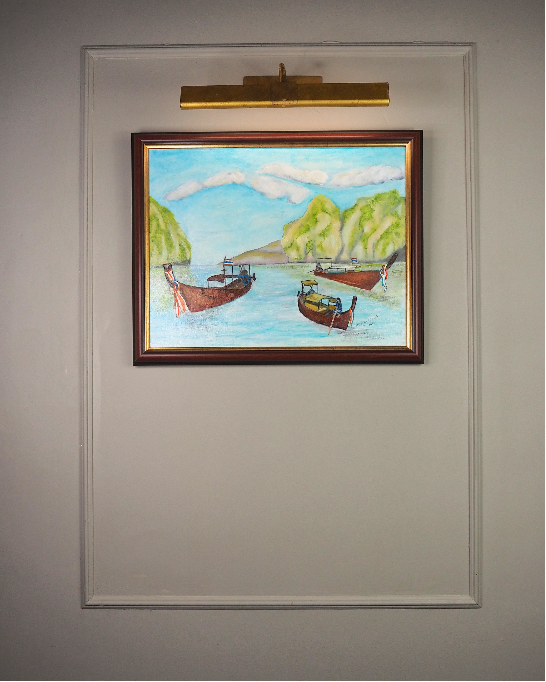 Sailboats of Phuket Bay - Original Oil Painting by N.G. Reynolds