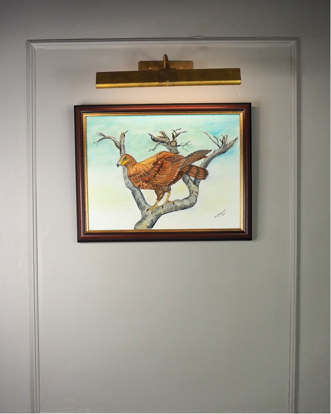 The Gentle Perch – Vintage Bird Oil Painting by N.G Reynolds