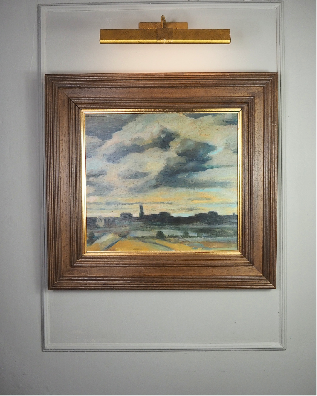 Beyond the City Under Storm Skies -Original Nichol Wheatley Landscape Oil Painting