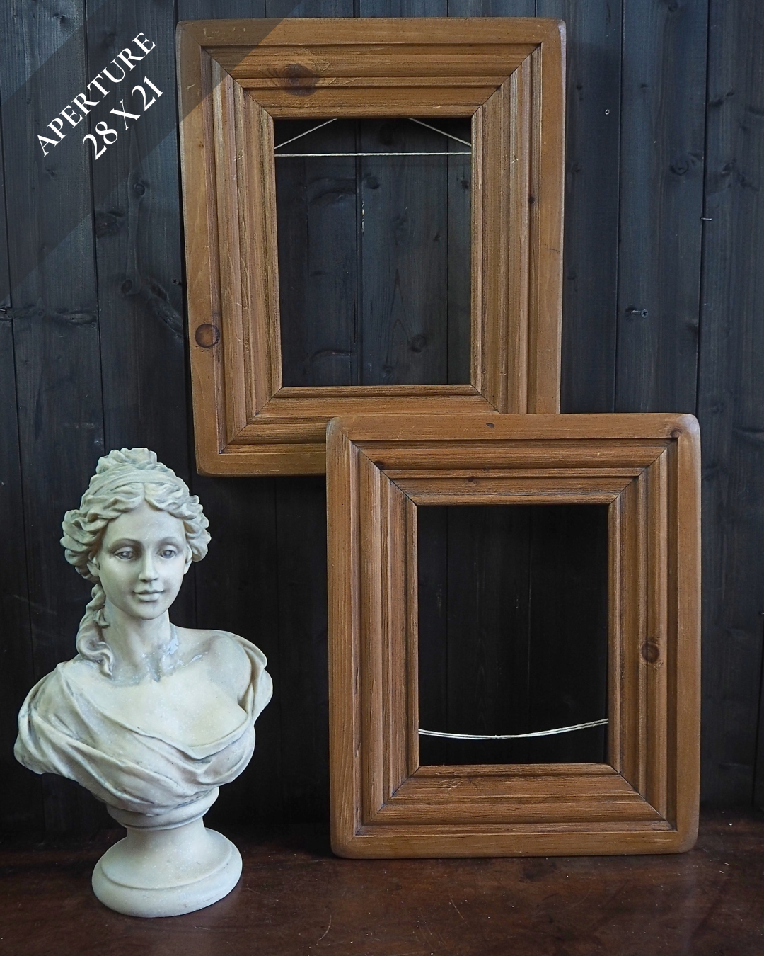 The Woodland -Vintage Rustic Original Pine Wood Frame Pair