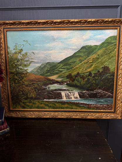 Large Signed Oil Painting of Ireland | Antique Gold Ornate Frame | Vintage Gilt Decorative Frame | Elegant French-Style Accent Frame