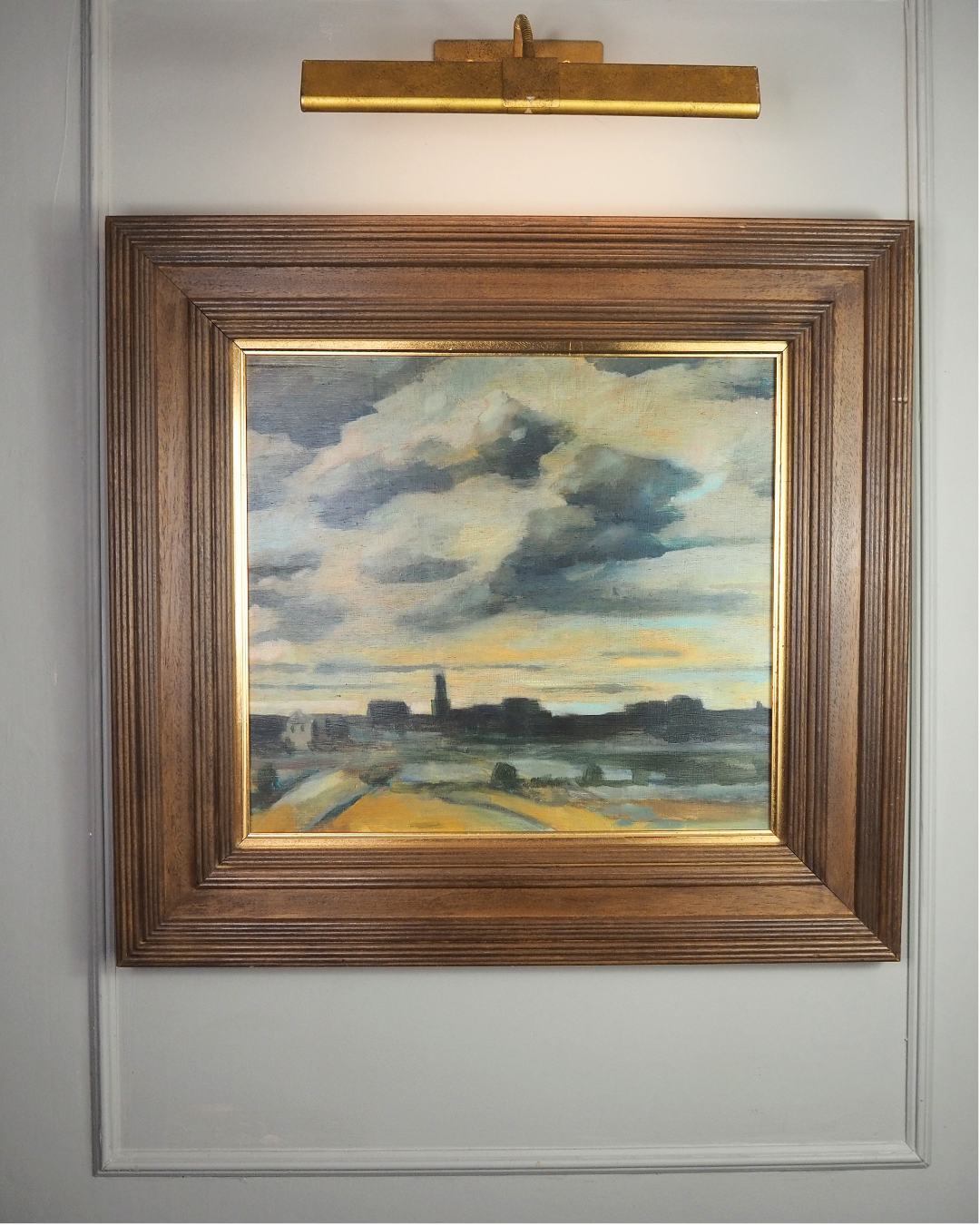 Beyond the City Under Storm Skies -Original Nichol Wheatley Landscape Oil Painting