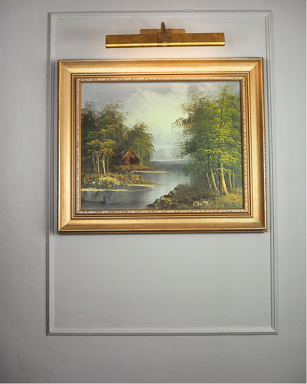 Vintage Mid-Century Oil Painting –  Forest Landscape by Phillip Cantrell