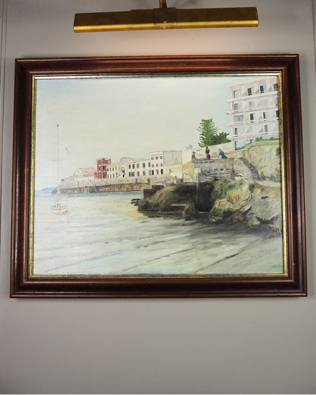 Quiet Anchorage at Tranquil Harbour - Original Oil Painting by N.G. Reynolds