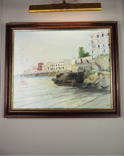 Quiet Anchorage at Tranquil Harbour - Original Oil Painting by N.G. Reynolds