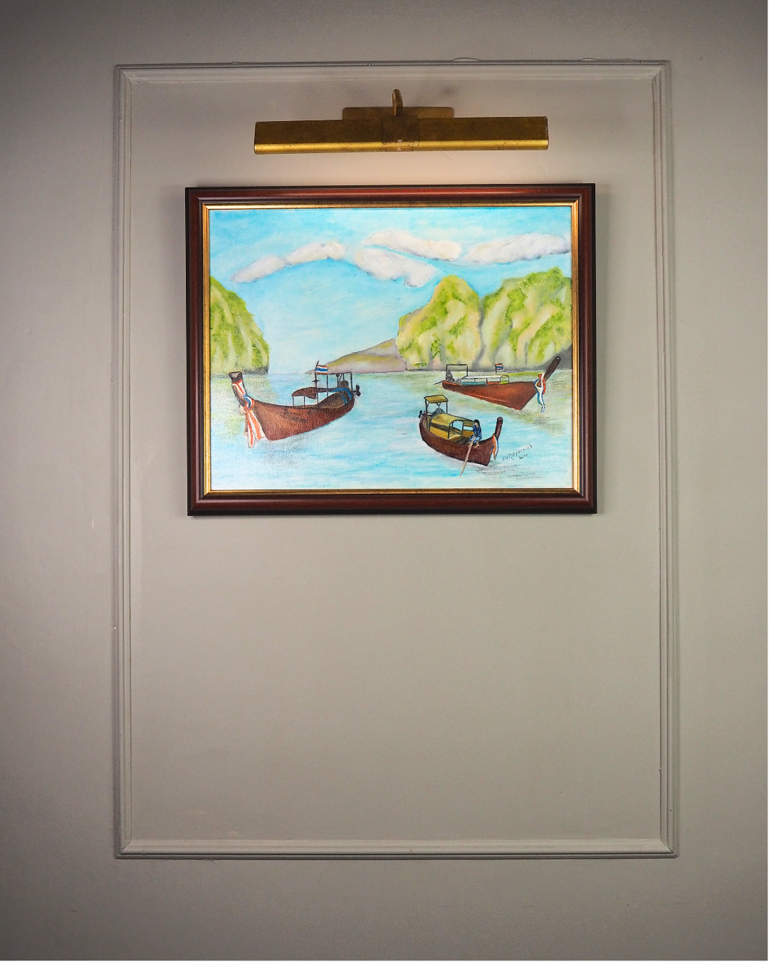 Sailboats of Phuket Bay - Original Oil Painting by N.G. Reynolds