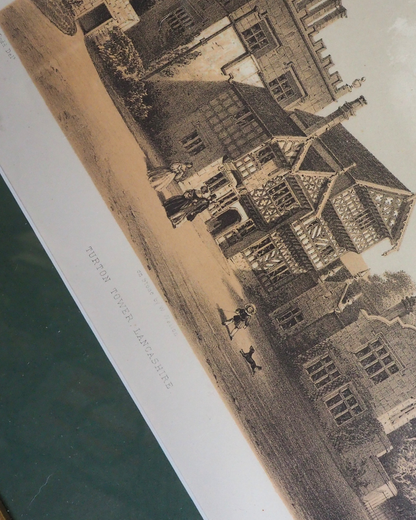 Antique Architectural Prints - Brereton Hall, Turton Tower & Wollaton Hall -English Country House Gallery Set