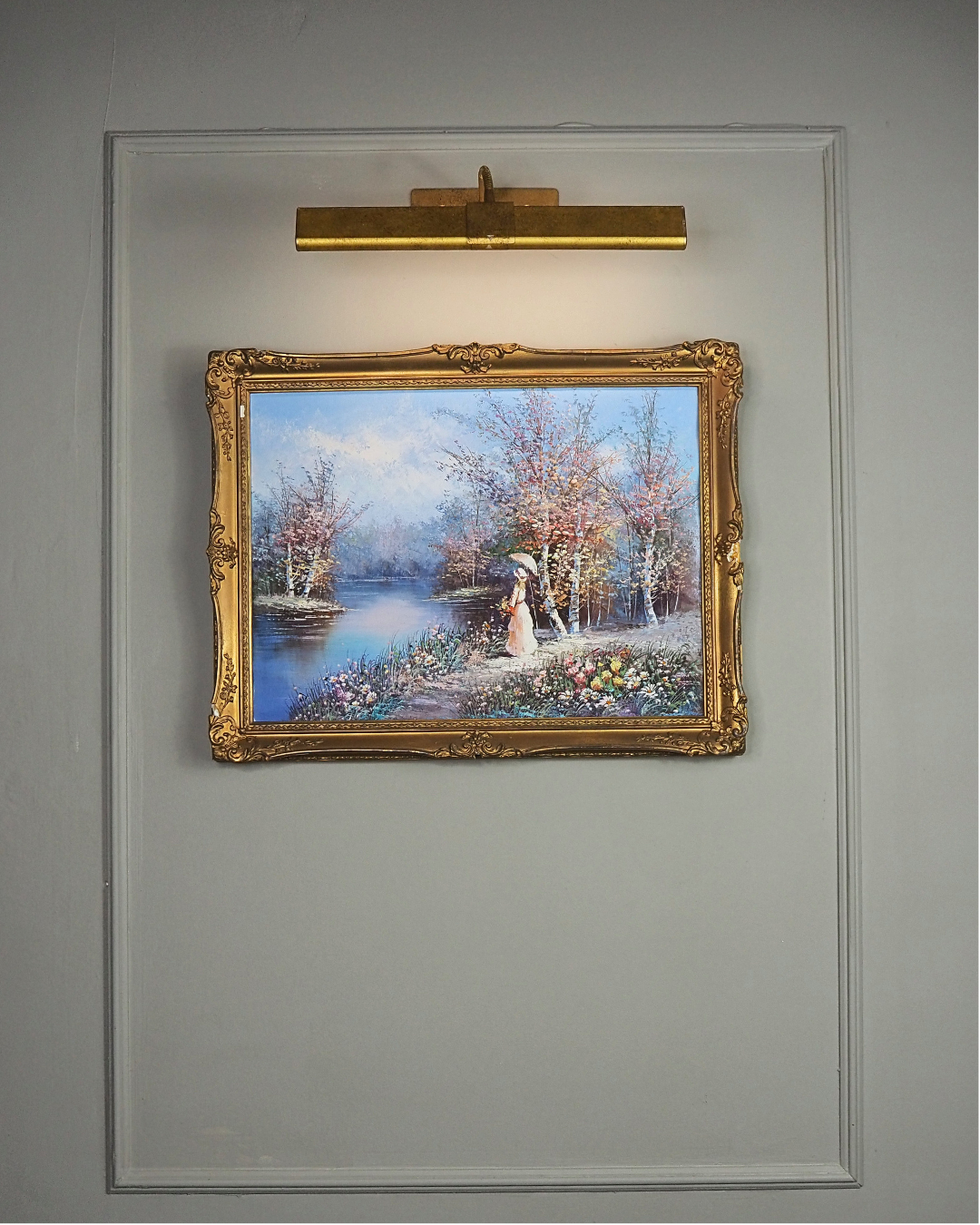 Lady by the Lake - Impressionist Oil Painting by P. Minton