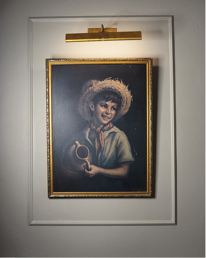 Vintage Textured Print - Country Boy in a Gold Gilt Frame