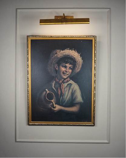 Vintage Textured Print - Country Boy in a Gold Gilt Frame