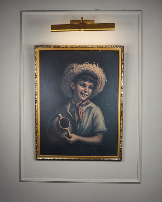 Vintage Textured Print - Country Boy in a Gold Gilt Frame