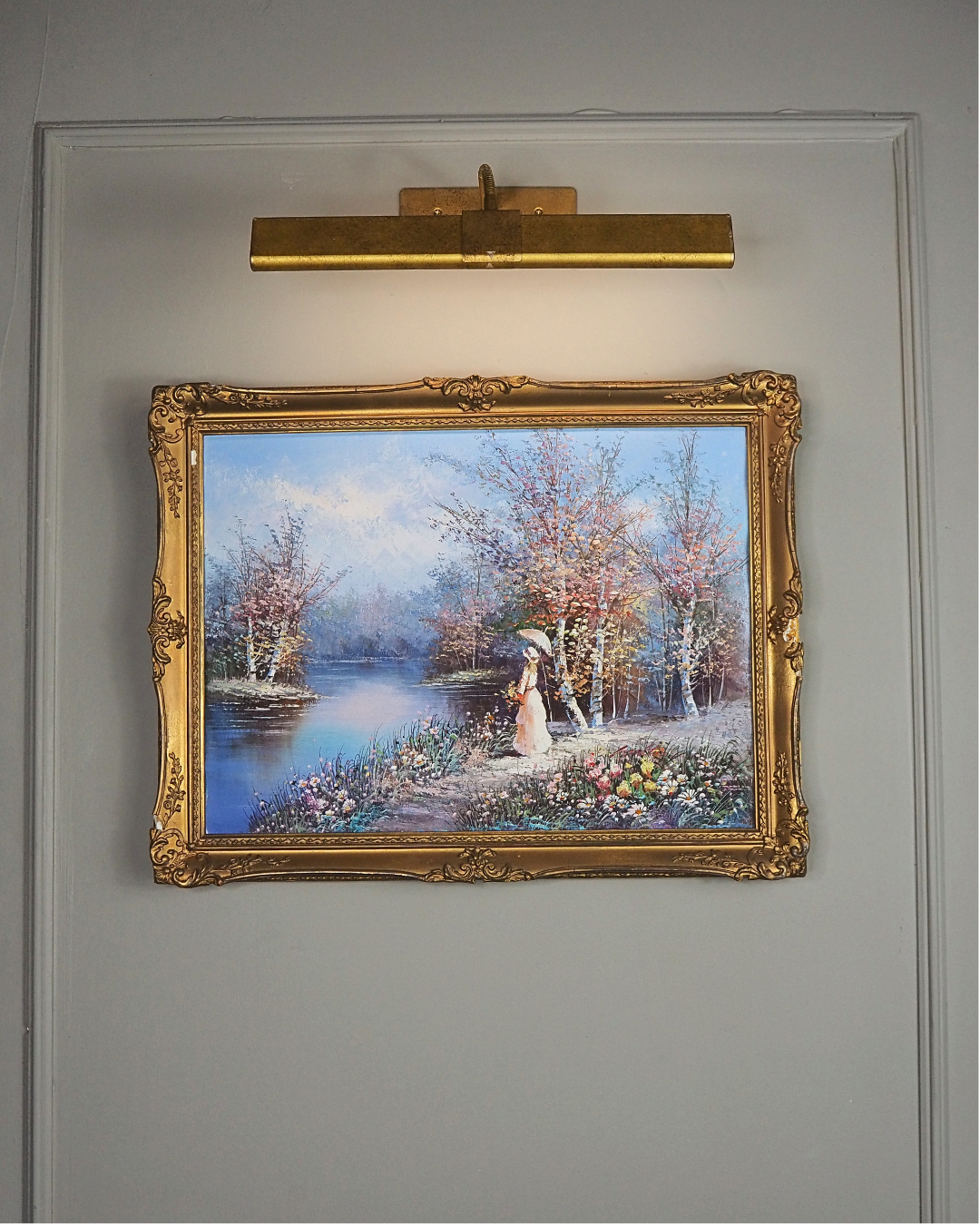 Lady by the Lake - Impressionist Oil Painting by P. Minton