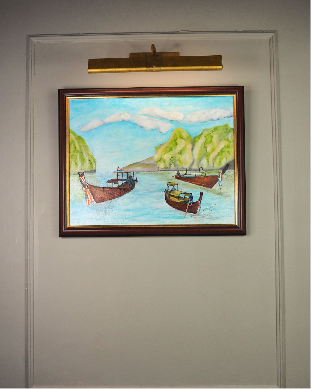 Sailboats of Phuket Bay - Original Oil Painting by N.G. Reynolds