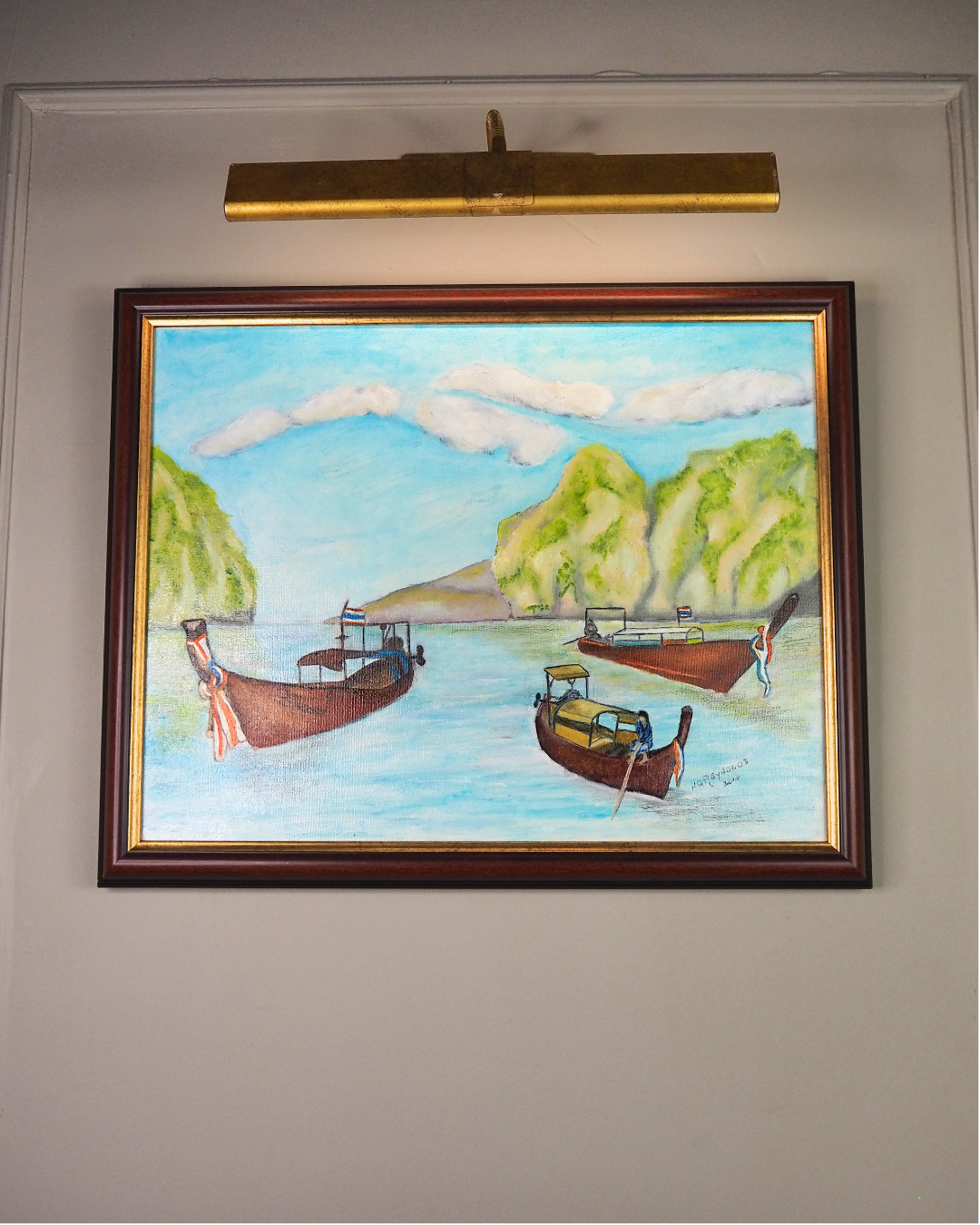 Sailboats of Phuket Bay - Original Oil Painting by N.G. Reynolds