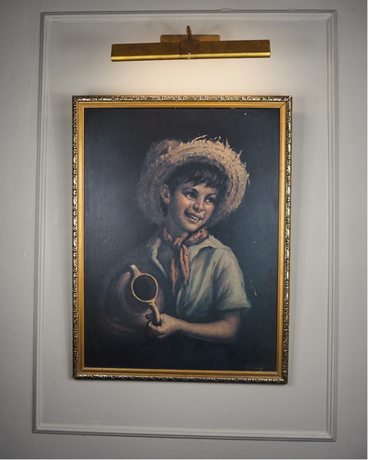 Vintage Textured Print - Country Boy in a Gold Gilt Frame