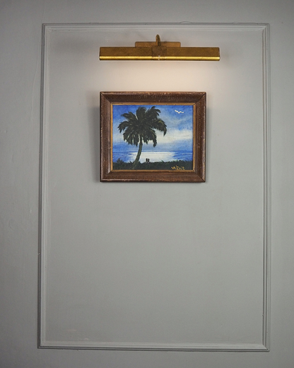 Moonlit Palm Scene Highwaymen-Style Oil Painting in Rustic Frame