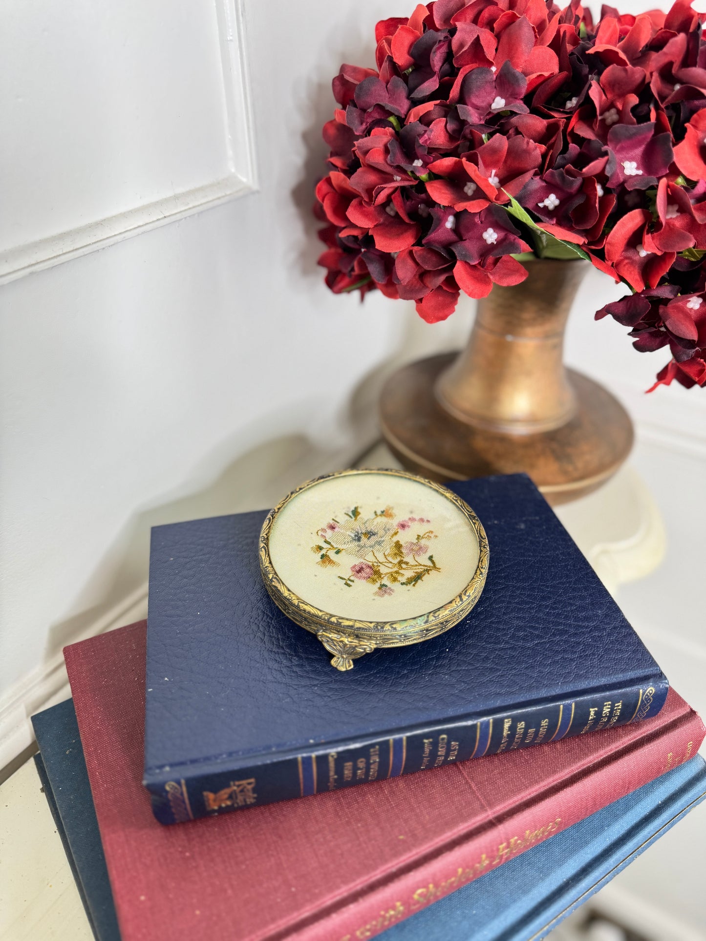 Antique Brass Jewellery Tray with Glass Top for Elegant Storage