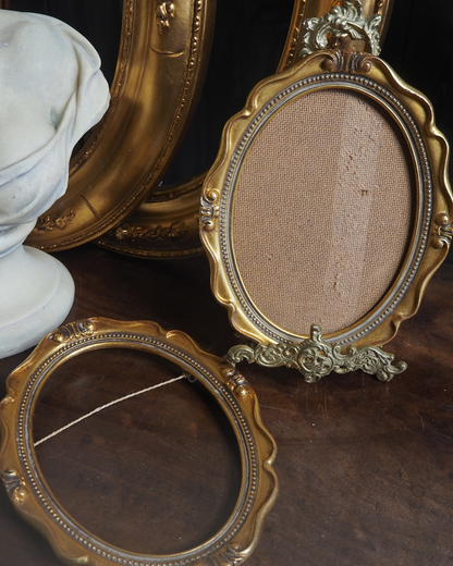 The Bath-Vintage Gold Gilt Ornate Oval Small Frame Pair
