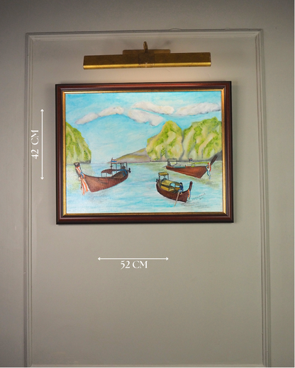 Sailboats of Phuket Bay - Original Oil Painting by N.G. Reynolds