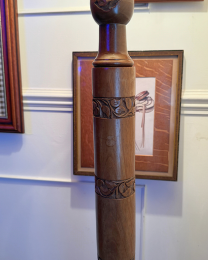 Antique Anglo Indian Hand Carved Wooden Floor Lamp
