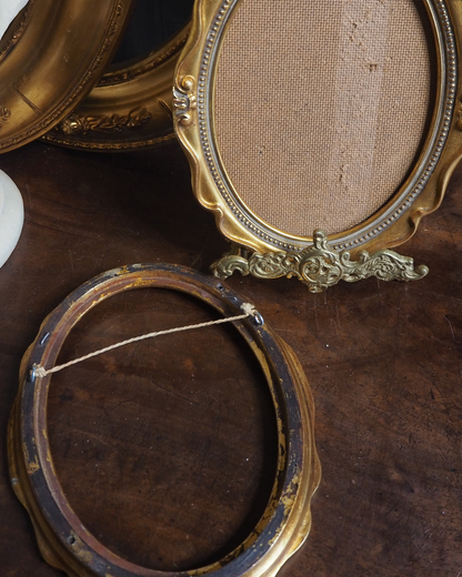 The Bath-Vintage Gold Gilt Ornate Oval Small Frame Pair