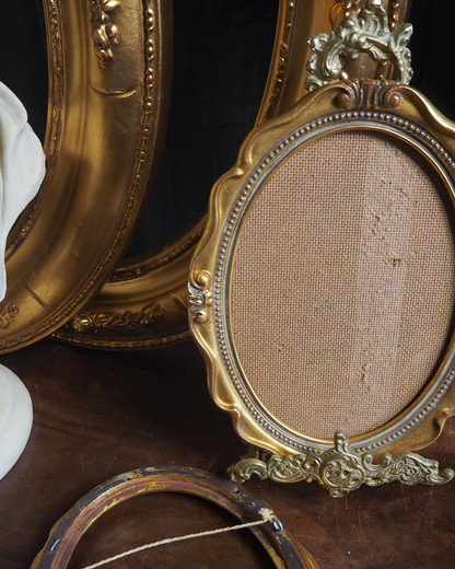 The Bath-Vintage Gold Gilt Ornate Oval Small Frame Pair
