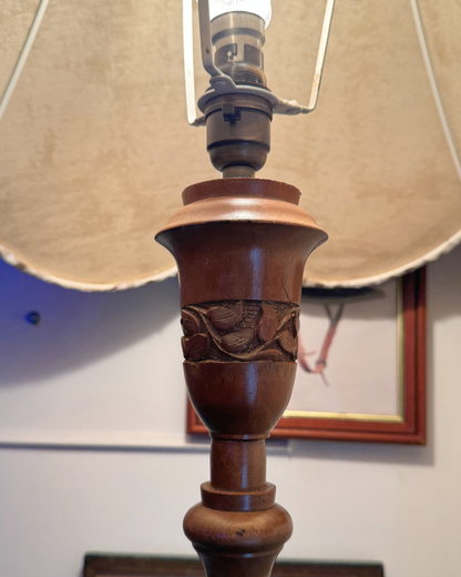 Antique Anglo Indian Hand Carved Wooden Floor Lamp