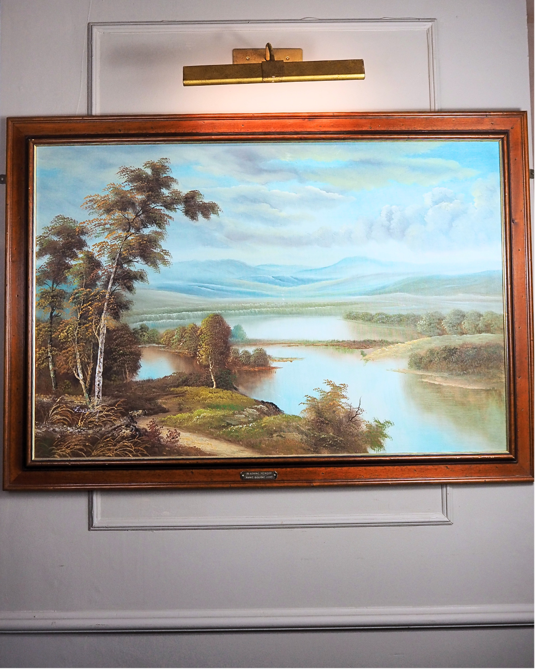 Large Original Signed Oil Painting in Wooden Frame - Lakeside Reflections