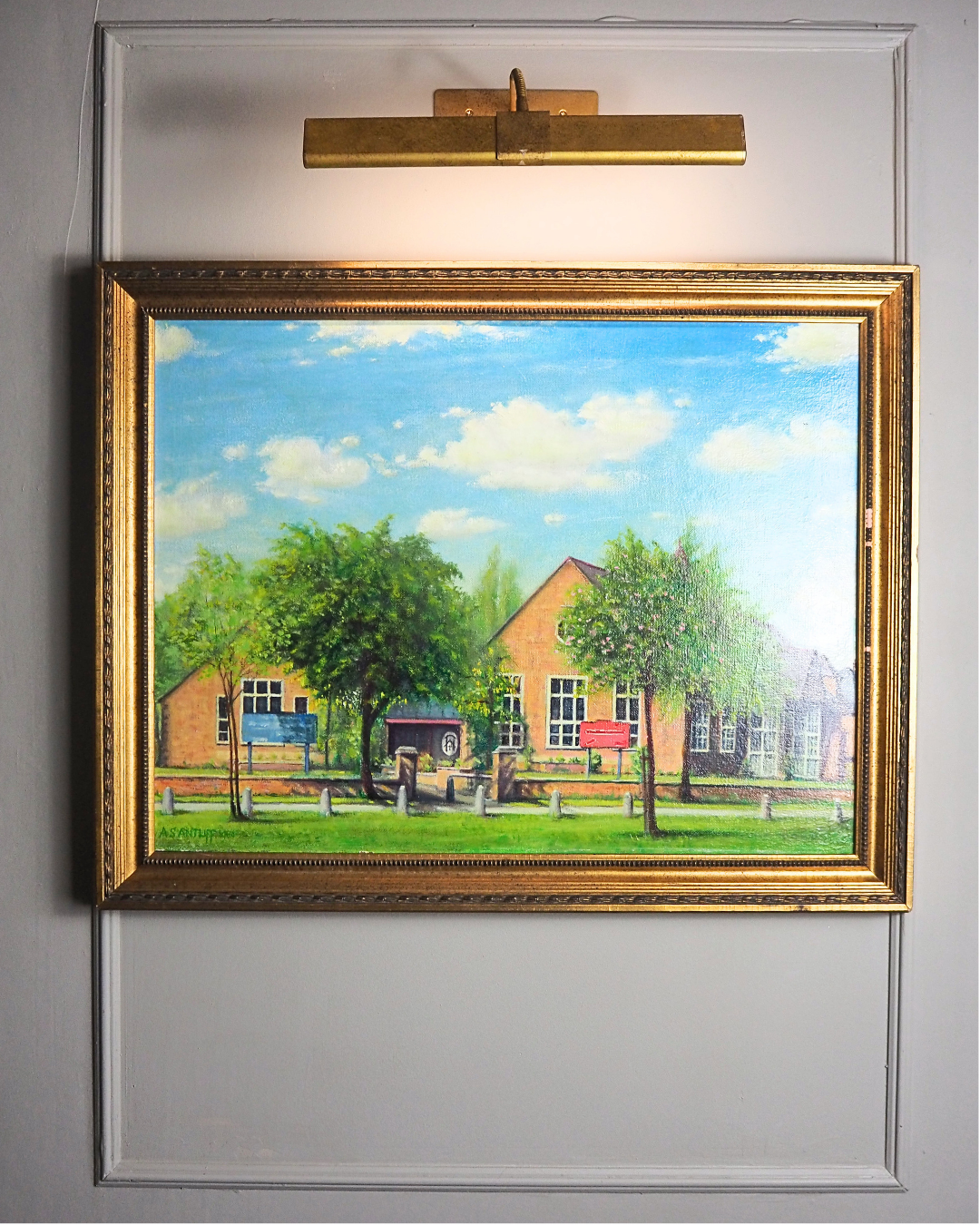 Large Vintage Colourful Landscape Oil paining by A S ANTLIFF