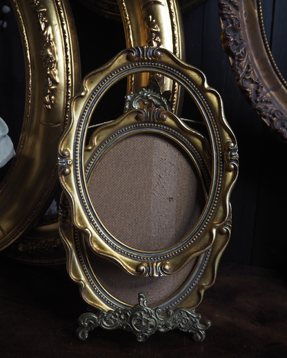 The Bath-Vintage Gold Gilt Ornate Oval Small Frame Pair
