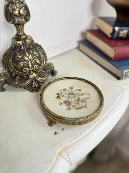 Antique Brass Jewellery Tray with Glass Top for Elegant Storage