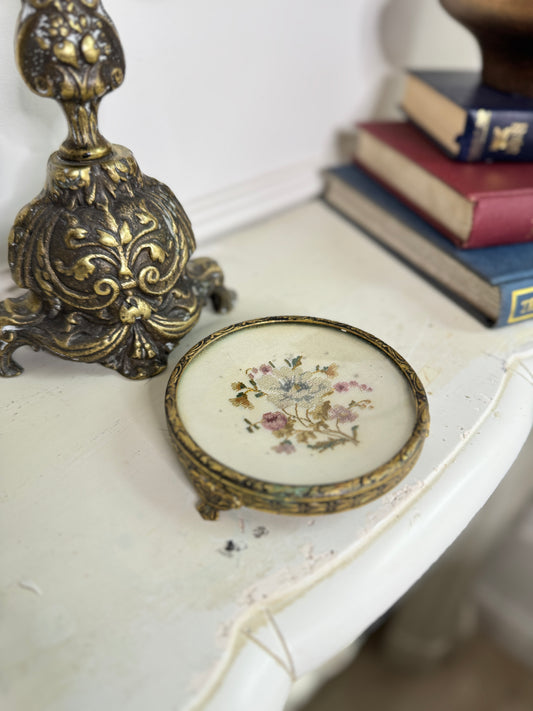 Antique Brass Jewellery Tray with Glass Top for Elegant Storage