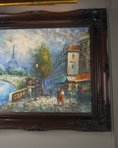 Large French Impressionist Knife Oil Painting by René Thomsen