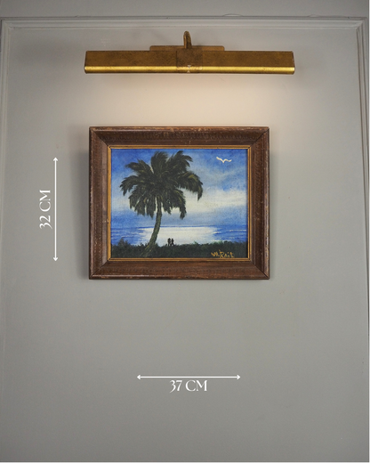Moonlit Palm Scene Highwaymen-Style Oil Painting in Rustic Frame