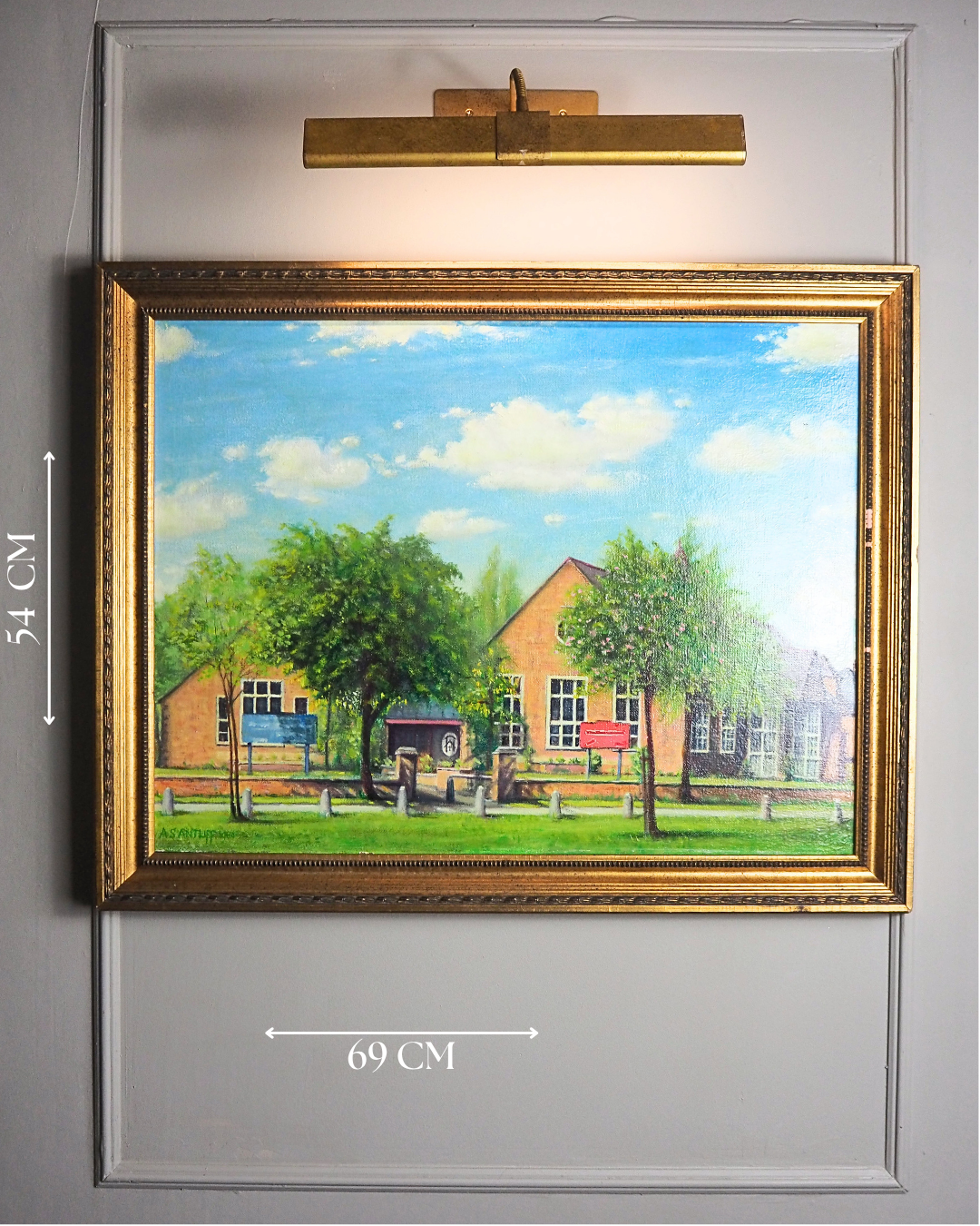Large Vintage Colourful Landscape Oil paining by A S ANTLIFF
